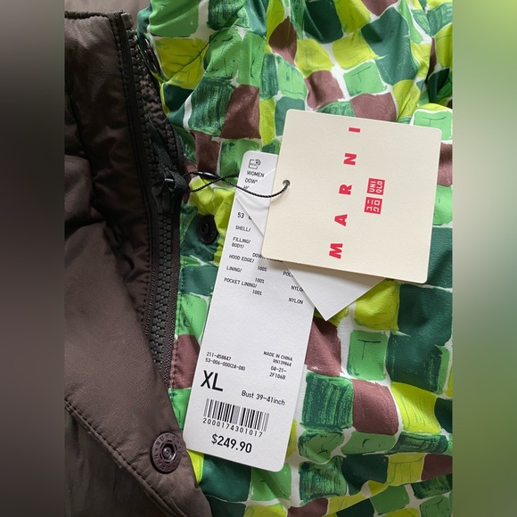 UNIQLO Down Oversized Hooded Coat (Printed, MARNI) XL new with tag nwt green - Picture 12 of 13